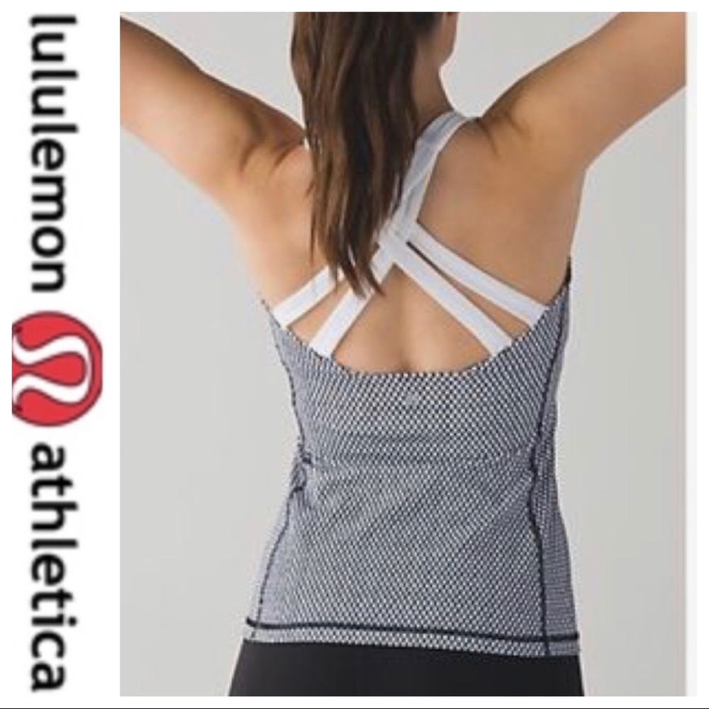 πSALEπ Lululemon Blue White Tan Crisscross Tank - Picture 1 of 10